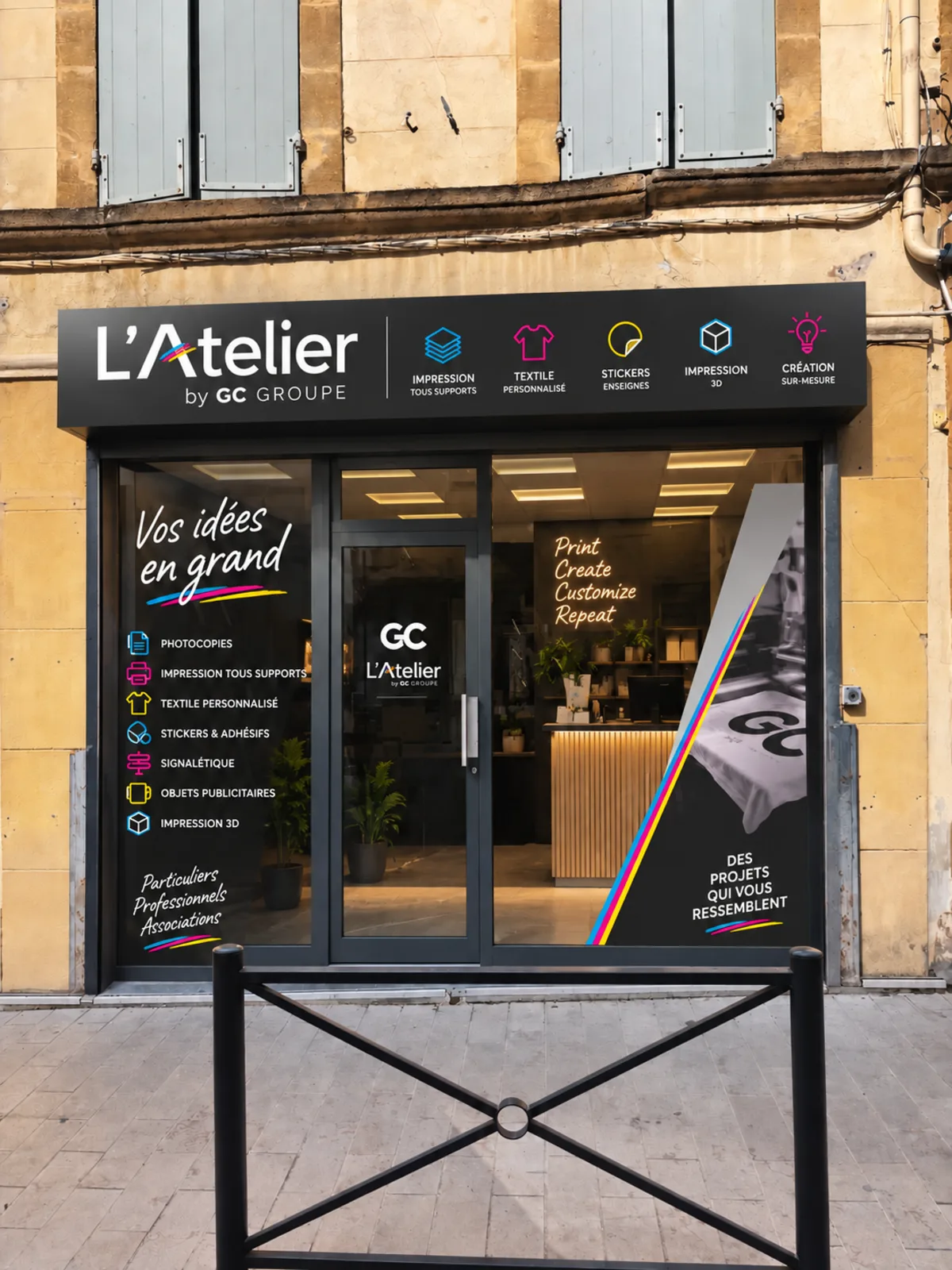 Façade de L'Atelier by GC Groupe, 2 avenue de la République à Meyrargues