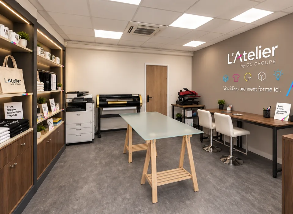 Intérieur concept-store de L'Atelier by GC Groupe
